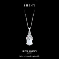 S925 Sterling Silver Chalcedony White Pixiu Pendant Necklace-S925 sterling silver + white chalcedony  925 silver