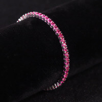 wholesale 925 Sterling Silver Light Luxury Colored Gemstone Bracelet 3/4/5mm Tennis Chain with Lab-Grown Ruby Summer New Arrival-3mm cultured ruby bracelet  6.5 inches (approximately 16.5cm)