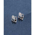 wholesale 925 Sterling Silver Minimalist Light Luxury Small and Unique High-end Heart-shaped Stud Earrings for Pierced Ears with Zircon-0-0