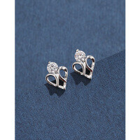 wholesale 925 Sterling Silver Minimalist Light Luxury Small and Unique High-end Heart-shaped Stud Earrings for Pierced Ears with Zircon-Heart Earrings-with Plastic Earplugs 925 Silver