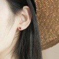 wholesale S925 Sterling Silver Japanese and Korean Fashion Four-Leaf Clover Earrings Women's Natural Garnet Lucky Clover Ear Jewelry Wholesale-0-3