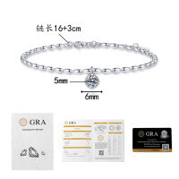 S925 Silver Minimalist Japanese Korean Style Grain Single Moissanite Bracelet Wholesale-50-point D-color moissanite  925 silver