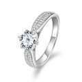S925 Sterling Silver 1-Carat Classic Brilliant Moissanite Engagement Ring-0-4
