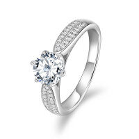 S925 Sterling Silver 1-Carat Classic Brilliant Moissanite Engagement Ring-Perfect Match [K White Gold] - 1 Carat  8 US Dollars