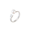 wholesale S925 Sterling Silver Freshwater Pearl Lucky Square Plate Ring for Women, Minimalist Niche Design with a Luxurious High-End Feel Index Finger Ring-0-4