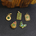 wholesale S925 gold-plated silver with natural jade, gourd abacus, butterfly, and antique-style movable DIY pendant-0-1