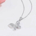 wholesale 925 Sterling Silver with Zircon Butterfly Pendant Necklace, Light Luxury Fashion Versatile Elegant Advanced Sparkling Necklace-0-5