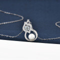 S925 Sterling Silver Moissanite Gourd Pendant Necklace with Freshwater Pearls-0-0