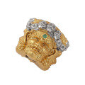 wholesale 925 Sterling Silver Gold-Plated Full Diamond Tibetan Silver Barrel Bead Three-Faced Buddha Lucky Hollow Bead for DIY Bracelet Accessories-0-4
