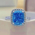 wholesale S925 metal blue high carbon diamond ring, 8*10 by Zhuozhifan New 2021-0-1