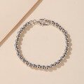 wholesale S925 Sterling Silver Polished Round Bead Bracelet for Women Minimalist Couple Silver Jewelry 5mm Silver Bead Strand Accessory for Men-0-0