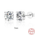 wholesale S925 Sterling Silver Plated with Plated with White Gold, 1 Carat 05 Carat Four-Prong Earrings with Moissanite, Luxury Ready-to-Ship-0-9
