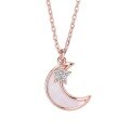 wholesale S925 Sterling Silver Mabe Pearl and Diamond Inlaid Star and Moon Necklace, Fashionable Minimalist Niche Design Collarbone Chain, Gift for Best Friend-0-4
