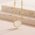 wholesale S925 Sterling Silver ins Style Natural Cream Blue Moonstone Necklace Gemstone Expanded Hole Long Link Chain Drop Shipping-0-3