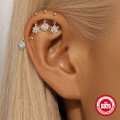 wholesale S925 Sterling Silver Irregular Marquise Heart Floral Beaded Threaded Ear Cuff with Diamond Accents-0-1