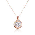 wholesale S925 Sterling Silver Rose Gold Plated Fashion Minimalist Geometric Circle Zircon Pendant Necklace for Women-0-4