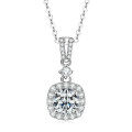 S925 Silver Geometric Square Pendant Necklace for Women-0-0