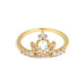 wholesale [Gold Plated Sterling Silver] European and American Ins Stackable Style Crown Design Natural Topaz Women's Ring, Factory Direct Wholesale-0-1