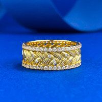 wholesale S925 Silver Vintage Style Brushed Wheat Ear Ring, Italian Craftsmanship, Same Style as Xiaohongshu-R1326 Golden Brushed Wheat Ears 9