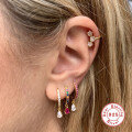 wholesale S925 Sterling Silver INS-style Cross-Border Bestseller Dripping Hoop Earrings with Colorful Diamonds-0-3