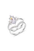 wholesale S925 Silver Marquise Double Halo Ring for Women, High-End Engagement Wedding Gift, eBay Best Seller-0-5