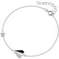 wholesale Sterling Silver S925 Women's Korean Style Paper Airplane Anklet with Diamond Stars, Minimalist and Fresh-0-4
