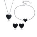 wholesale 925 Sterling Silver Black Onyx Inlaid Heart-shaped Earring and Necklace Set with an Ins Luxe Advanced Feel-0-4