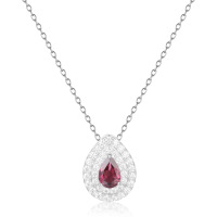 wholesale S925 Silver New Fashionable Design Light Luxury Gemstone Necklace French Romance Inlaid with Natural Colored Gemstone Pendant-Natural Rose Pomegranate 925 Silver