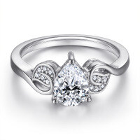 wholesale 925 Sterling Silver Waterdrop Ring for Women, New Cross-Border E-Commerce Wish Best-Seller Versatile Ring Band, Dropshipping Available-Platinum US size 6#