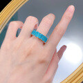 wholesale 925 Sterling Silver, 5*7 Oval Paraiba Stone Row Diamond Ring, Fashion Commuter Ring-0-3
