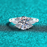 S925 Sterling Silver Moissanite Women's Ring, Luxury Festive Gift-7x9mm annular zircon  No. 9