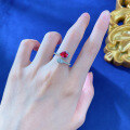 wholesale S925 Silver New Ins Style Pigeon Blood Red 6*8 Openable Minimalist Ring-0-2