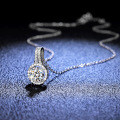 Sterling Silver 1-Carat Moissanite V-Neck Pendant Necklace-0-1