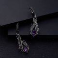 wholesale 925 Silver Italian Craftsmanship High-End Dark Gothic Vintage Earrings with Natural Amethyst-0-3