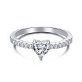 wholesale S925 Sterling Silver Women's European and American Light Luxury Minimalist Heart Carat Simulated Diamond Ring Jewelry Birthday Valentine's Day Wholesale-0-5