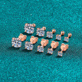 S925 Silver Four-Prong Champagne Gold Earrings with Moissanite-0-1