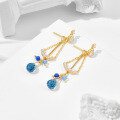 wholesale S925 Silver Plated 14K Gold with Lapis Lazuli and Light Blue Zircon, Take Up Forest Style Earrings, New Collection by Dunli Jewelry-0-2