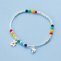 wholesale S925 silver colorful bracelet Korean version small fresh sweet girlish heart colored bead cloud pattern jewelry S4841-0-6