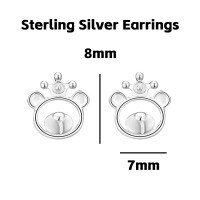 wholesale 925 Silver Cute Animal Pure Silver Stud Earrings Element Simple Minimalist Light Luxury Style Non-removable Earrings-Crown Bear Sterling Silver Earrings