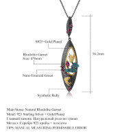 wholesale 925 Silver Natural Rose Garnet Necklace Pendant, Secret Garden Series Designer Collection with a Natural and Sophisticated Style-Natural rose pomegranate pendant (with silver chain)