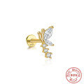 wholesale S925 Sterling Silver, 16G Flat Thread, Marquise Multi-Diamond Dragonfly Stud Earrings-0-5