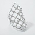 wholesale S925 silver-plated bright silver adjustable hollow mesh trendy custom index finger ring-0-1