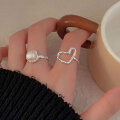 wholesale S925 Sterling Silver Natural Freshwater Pearl Heart Ring for Women, Small and Exquisite, Elegant and Fashionable, Light Luxury Heart-shaped Finger Ring-0-4