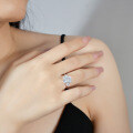 S925 Silver 4ct Emerald-Cut Moissanite Ring Women's Luxury Rectangular Prong Setting-0-2