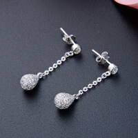 wholesale S925 Sterling Silver Zircon Earrings for Women, Elegant and Chic Long Tassel Drop Earrings, Fashionable Minimalist Ear Accessories-Earrings-Not with Silver Earrings 925 Silver
