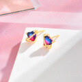 wholesale Metal: 925 silver gold-plated, set with synthetic crystal Dunli new dreamy love track earrings,-0-1