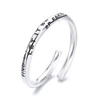 wholesale S925 Sterling Silver Harajuku Minimalist Style Thin Twisted English Letter Open Ring, Personalized and Versatile-483J/approx. 2.6g Adjustable opening