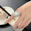 wholesale The 18K gold designer-style 16mm pearl ring with luxurious pave setting is selling hot in live streams-0-0