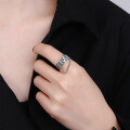 wholesale S925 Sterling Silver Korean Dongdaemun Trendy Letter M Fringe Distressed Chain Open Ring-0-3