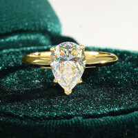 18K Gold Plated S925 Silver Moissanite Pear-Shaped Halo Ring-2ct (set with zircon)  9 yards